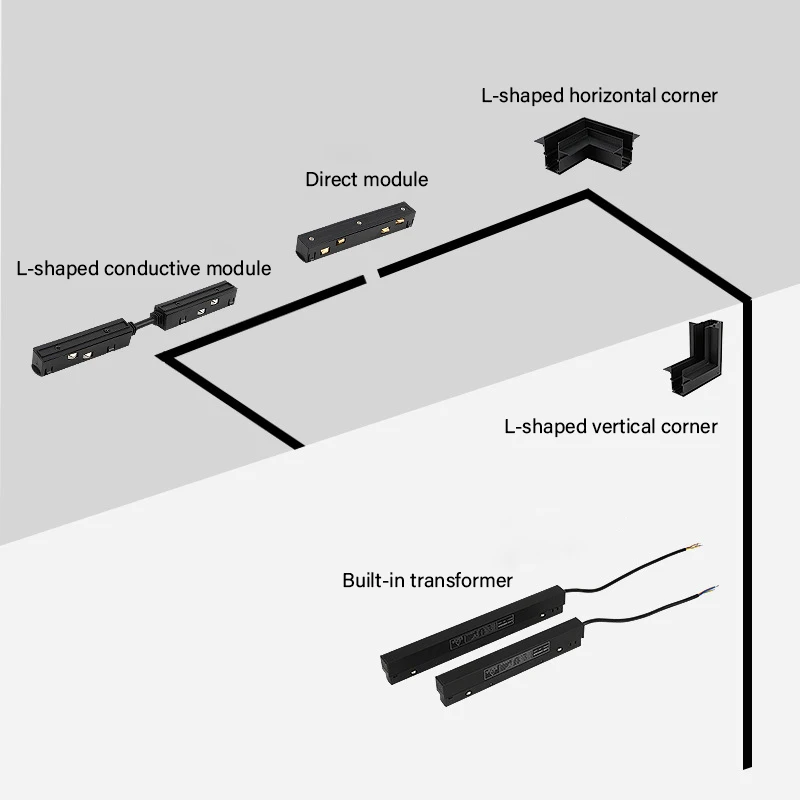 Magnetisch Spoor Licht Systeem Pak 15/20/35 Type Track Accessoires Livingroom Magnetische Rails Armaturen Bevestiging Dc 48V Schijnwerpers