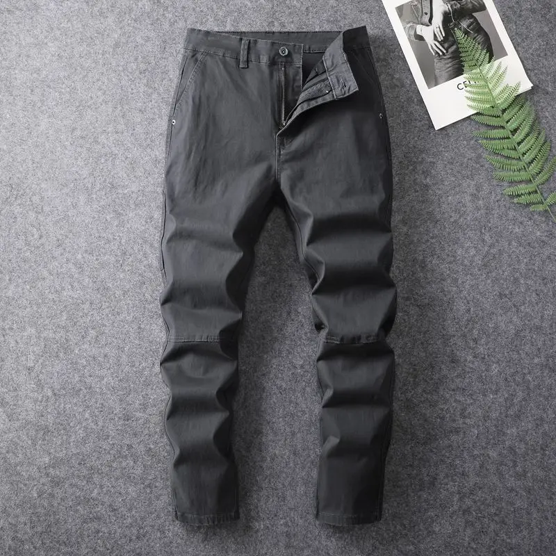 2024 Summer New Long Pants for Men's Workwear Versatile Slim Fit Small Feet Trendy Japanese Denim Casual Pants