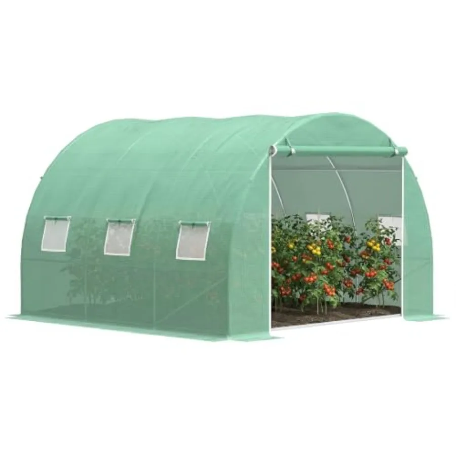 Walk-in Tunnel Hoop Greenhouse PE Cover Green