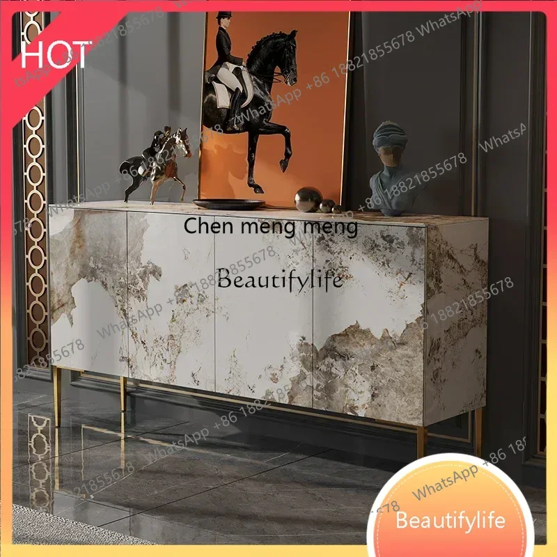 

style Italian rock slab door cabinet light luxury dining side cabinet modern simple decoration household high shoe cabinet ss