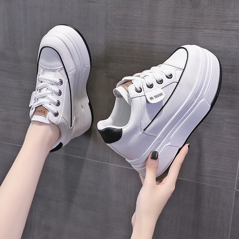 Women Shoes Autumn All-Match Round Toe Increas Height Casual Female Sneakers Clogs Platform Fall Small New Summer Cross