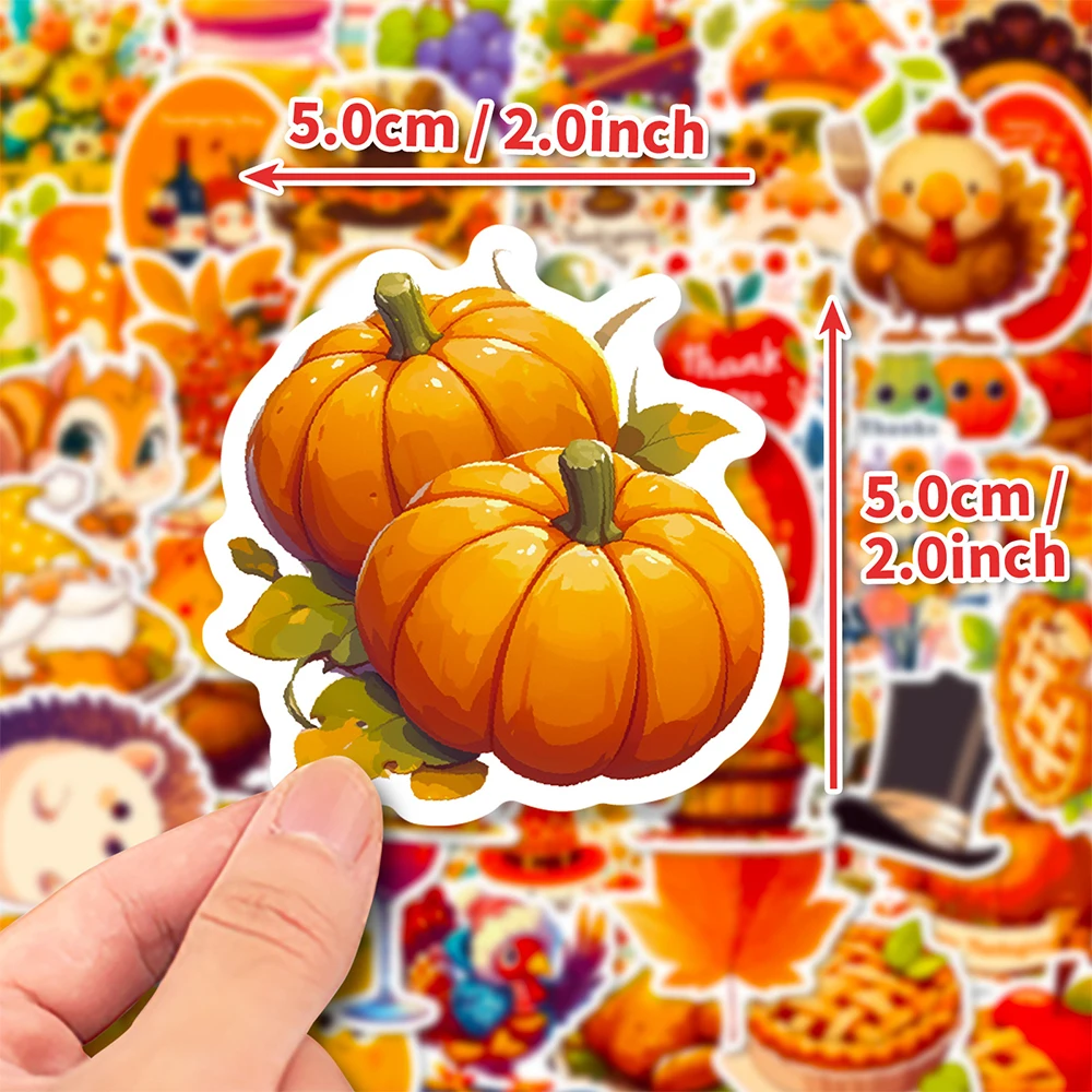 10/30/50PCS Thanksgiving Autumn Harvest Festival Stickers Pumpkin Turkey Apple Pie DIY Luggage Notebook Stickers Kids Toys Gifts