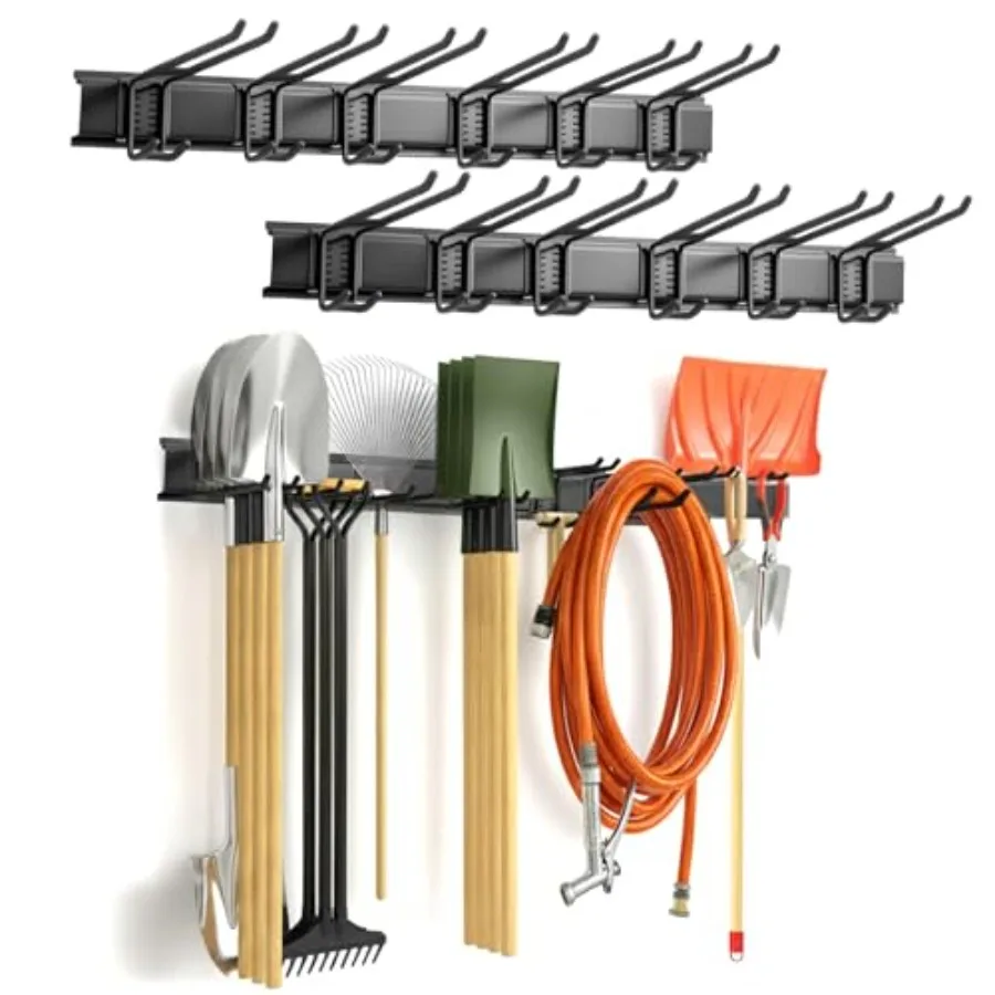 

Garage Tool Organizer 48in - Heavy Duty Wall Mount Tool Storage Rack Load 350lb Garage Organization for Mop Rake Broom Shovel F
