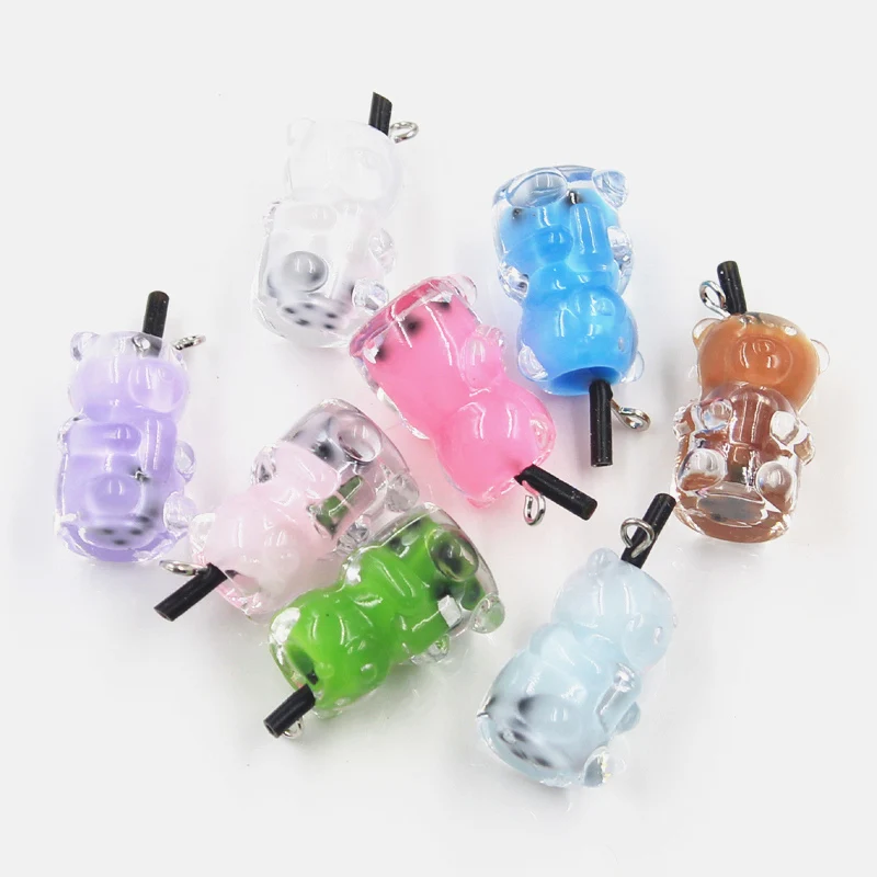 10pcs Charms Bear Bubble Milk Tea Pendants Crafts Making Findings Handmade Jewelry DIY Earrings Necklace