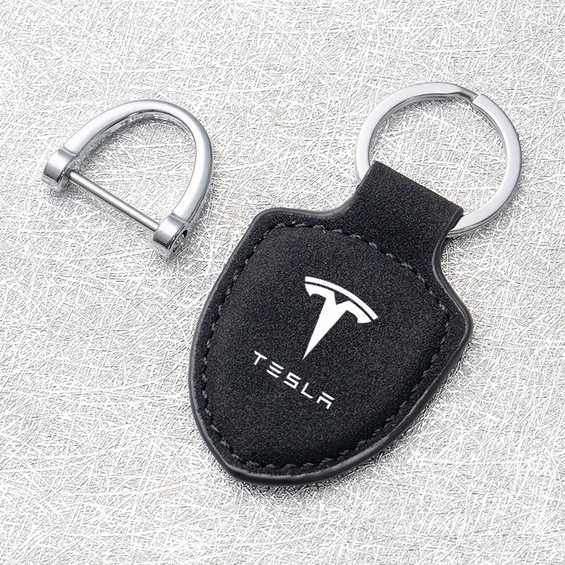 For Tesla Model 3 Model S X Model Y Roadster SpaceX High-Grade Suede Leather Metal Keychain Car Styling Keyring Gift Accessories