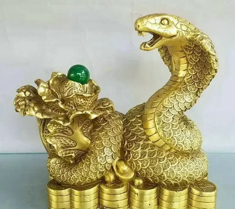 Chinese fengshui old bronze Fortune snake money snake hundred dollars Statue