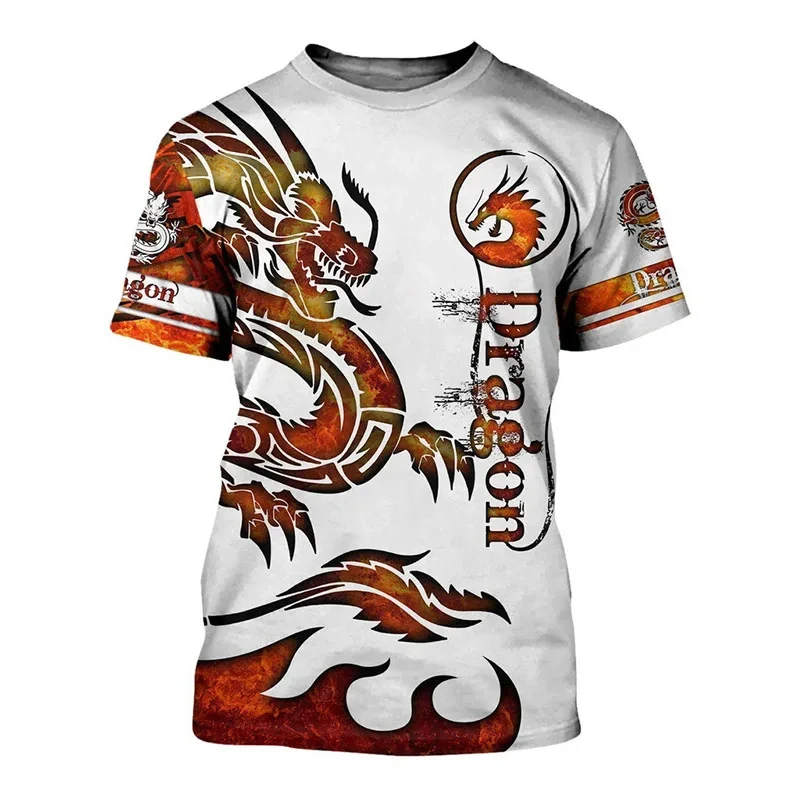2024 T Shirts For Men New Fashion Oversized Tops Unisex Dragon Graphic 3D Print T-shirt Summer Casual O Neck Short-sleeved Tops view 4