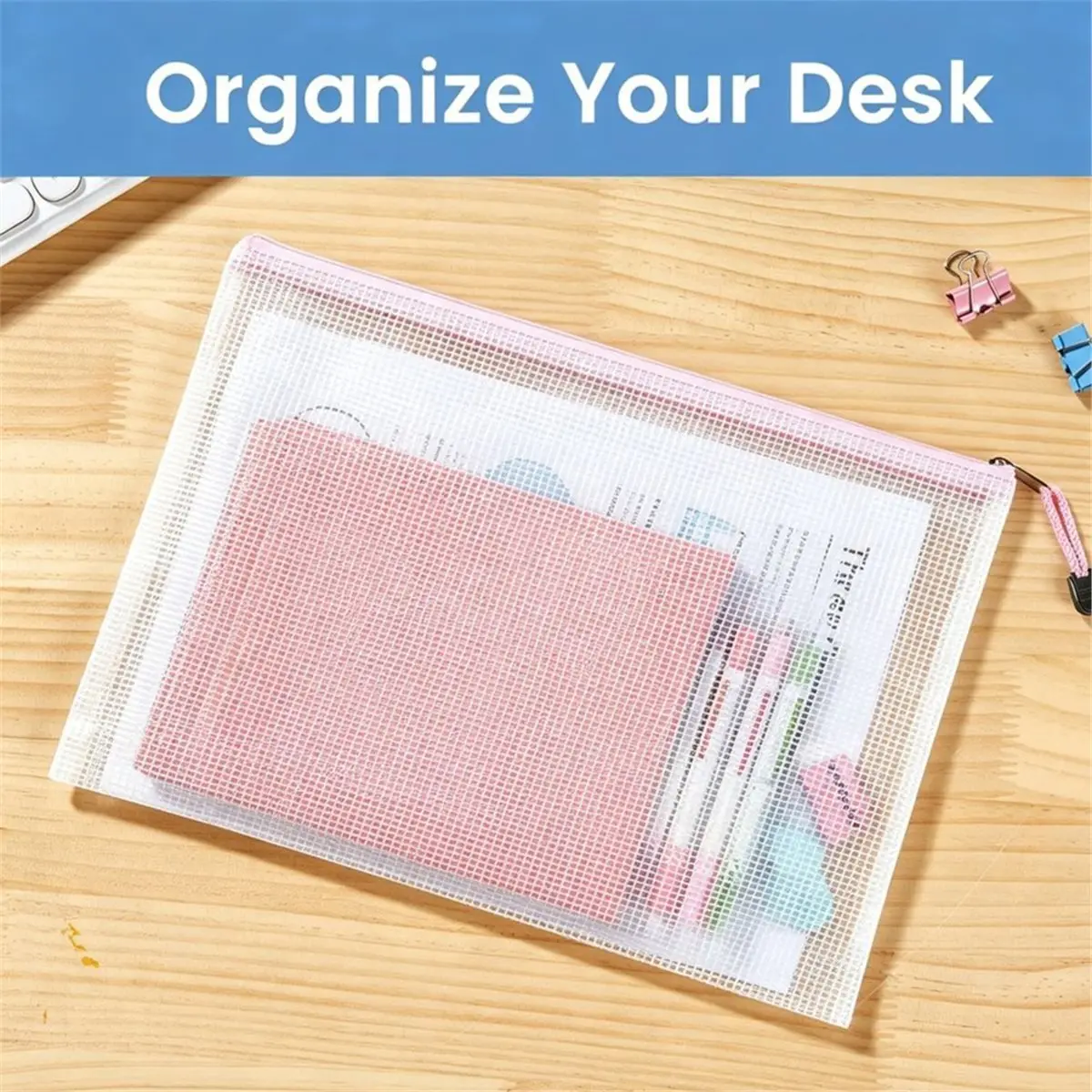 PHONE&GEAR 32 Pack H Zipper Pouch Bags, A4 Size, Zipper Bags, Waterproof Bag for Classroom Organizer, School Offices Supplies