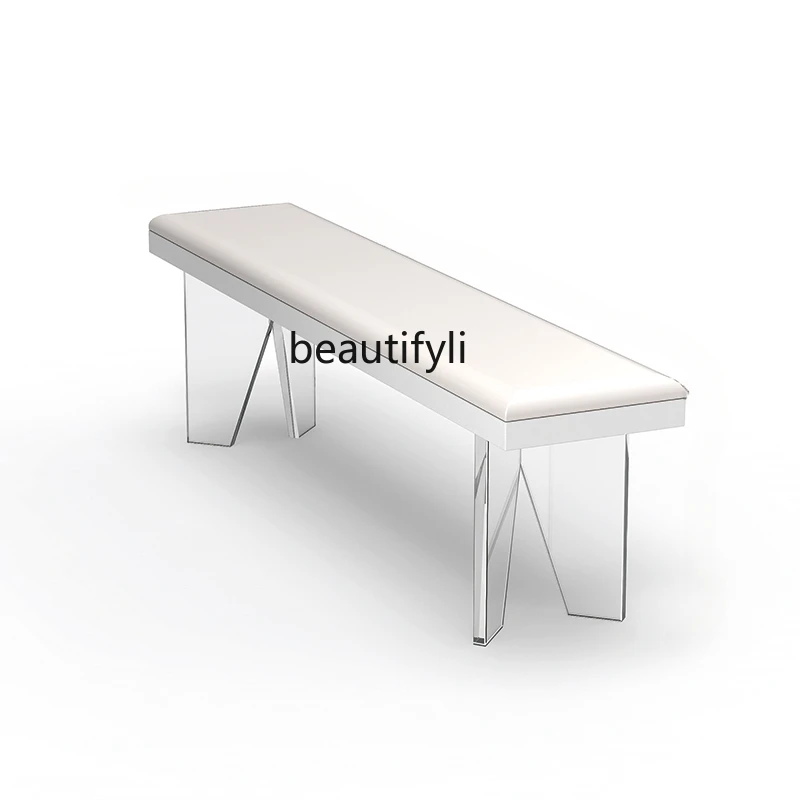 Acrylic Long Bench Solid Wood Dining Chair Long Bench Soft Bag Designer Model Dining Table Dining Table Bench Suspension