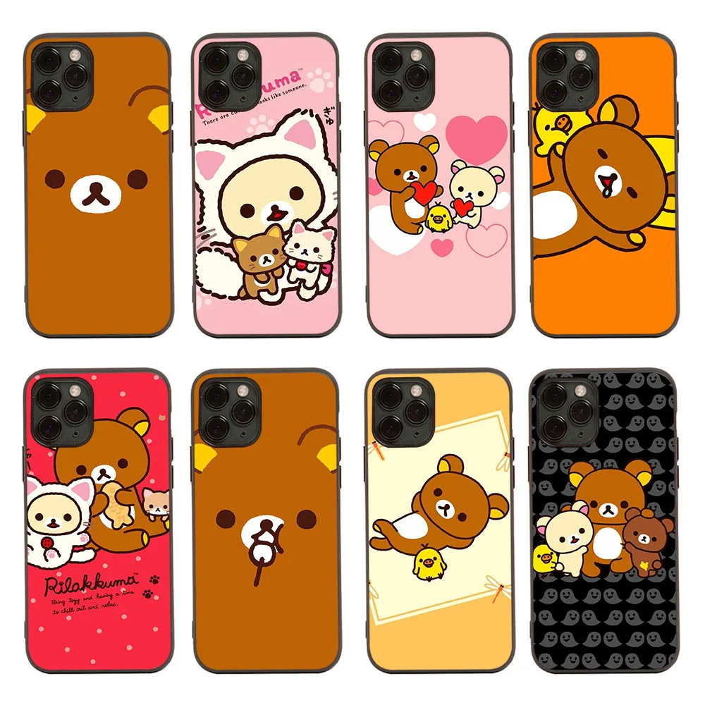 SM-62 Rilakuma Silicone TPU Case for iPhone 11 12 13 14 Plus Pro Max XR Cover Soft