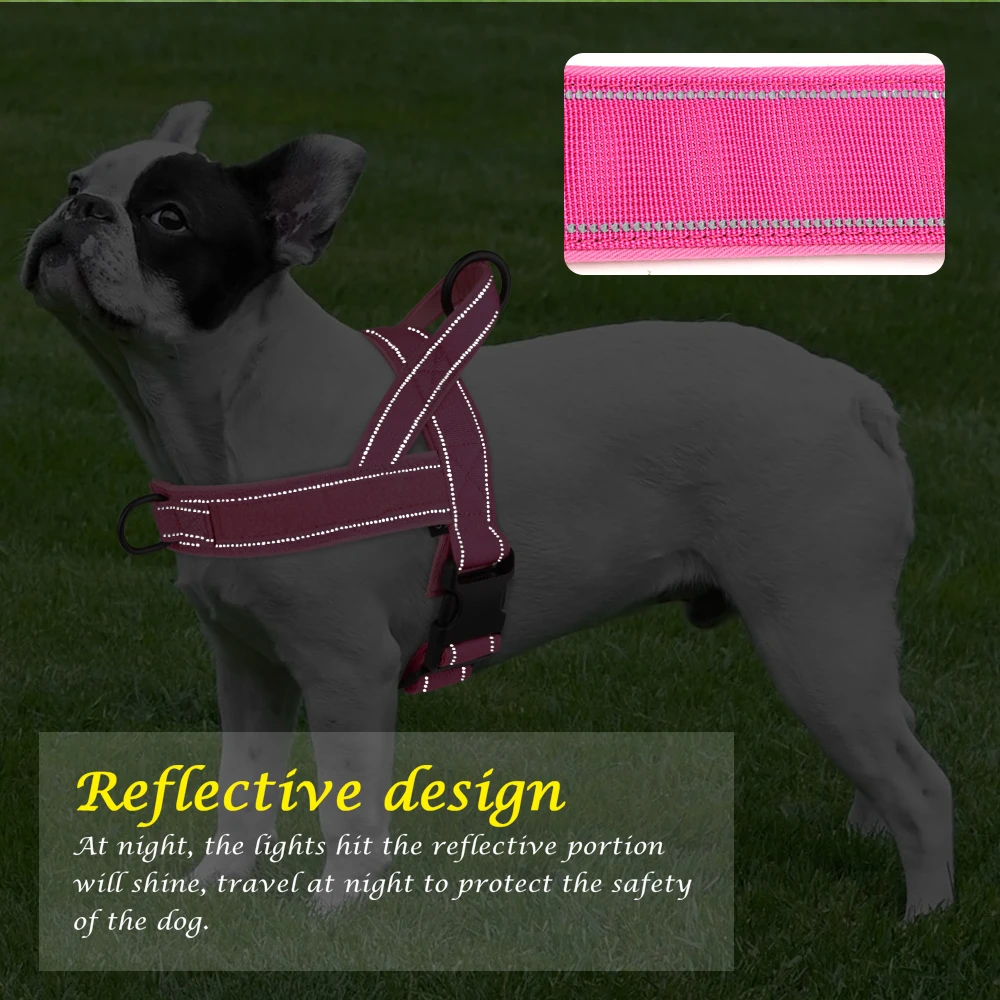 Reflective Nylon Dog Harness Adjustable Pet Walking Training Harness Vest No Pull For Medium Large Dogs Pitbull German Shepherd