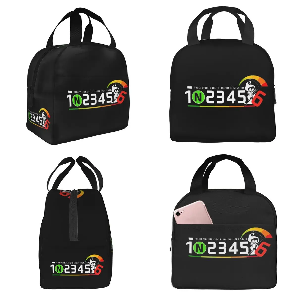 Motorcycle Gear Biker Insulated Lunch Bag for Women Office Cooler Thermal Food Box Tote Portable Lunch Boxes Container