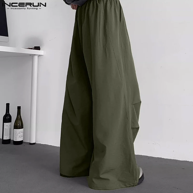 Celana Kargo Pria 2025 Celana Panjang Kasual Jogger Serut Warna Solid Pakaian Jalanan Longgar Pria Celana Panjang Tipis Pria Fashion INCERUN