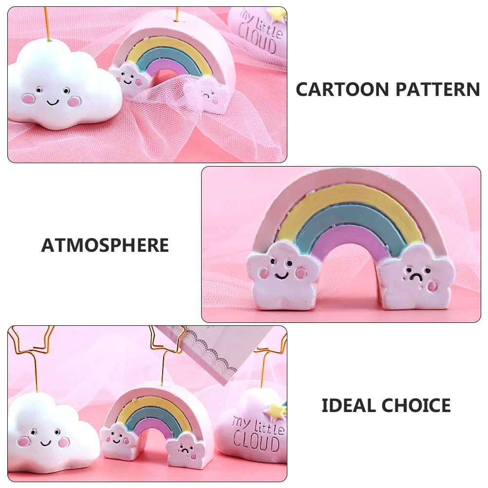 

3Pcs Cartoon Cloud Message Holder Resin Note Organizer Desktop Clip Table Decoration Christmas Birthday Home Party