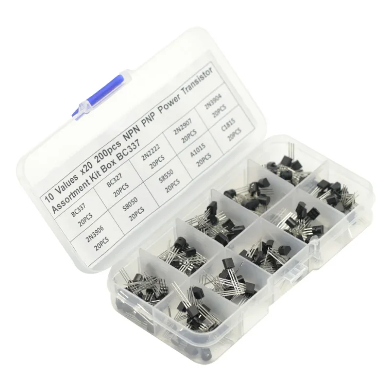 10 Values 200pcs BC337 BC327 2N2222 2N2907 2N3904 2N3906 S8050 S8550 A1015 C1815 Transistor Assortment Kit For arduino NEW