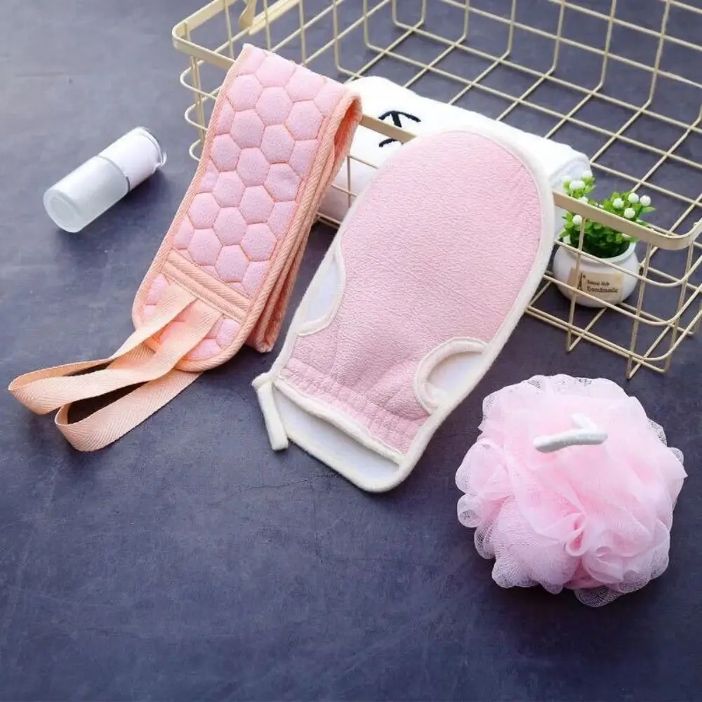 Bath Towel Gloves Bath Flower 3pcs/Set Thickened Stain Removal Combo Set Household Long Strip Back Rubbing Towel