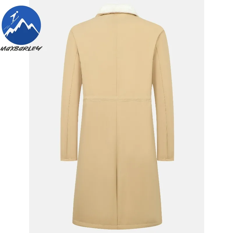 Maxbarley Fleece Trench Coat Men Winter 2025 New Fashion Retro Long Cold Proof Warm Overcoat Man Brand Thick Windbreaker Jacket
