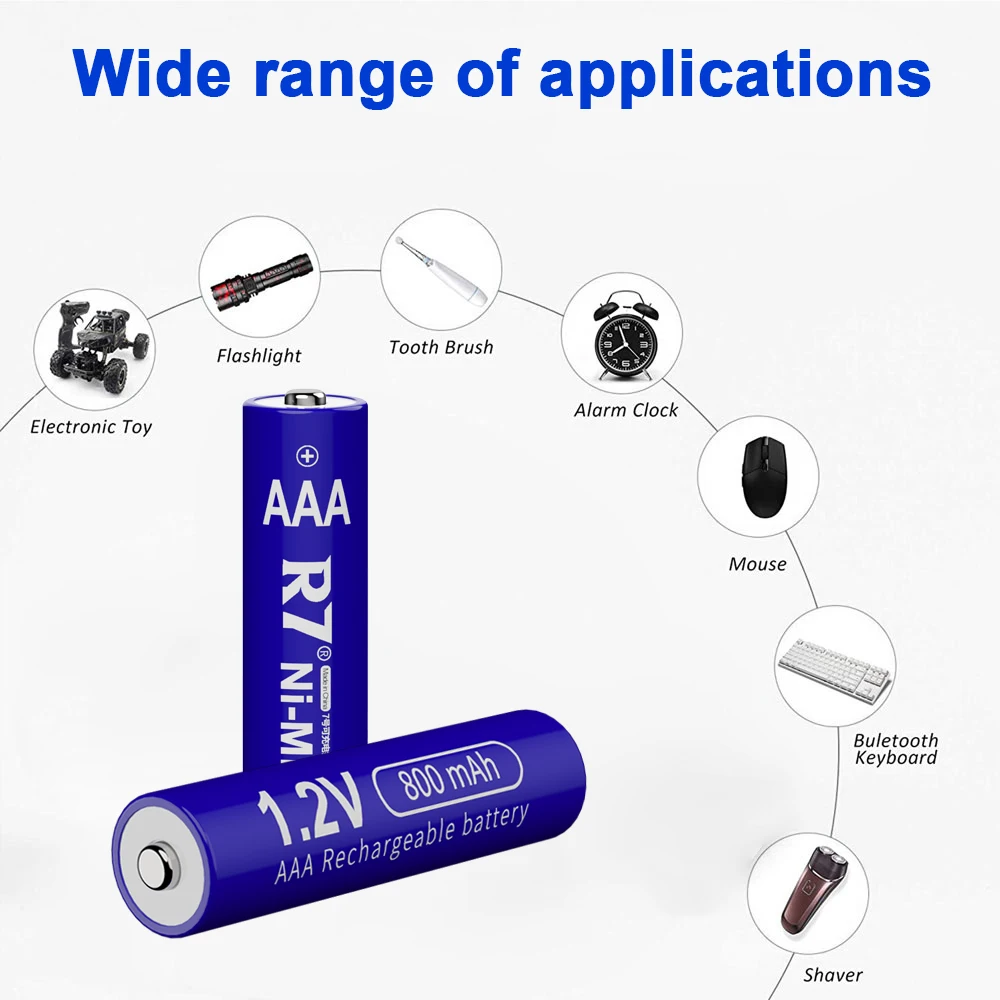 8PCS R7 AAA Rechargeable Battery 1.2V NI-MH aaa batteries + 8 Slots LCD AA/AAA Battery Charger