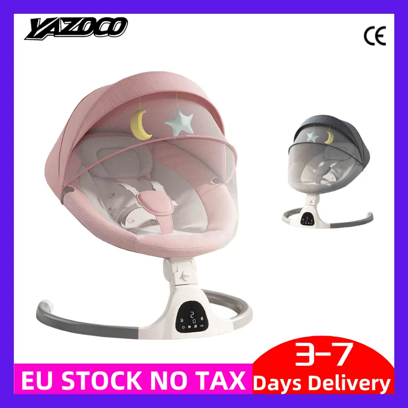 Berceau électrique pour bébé, chaise à bascule musicale Bluetooth, moustiquaire, télécommande pour n