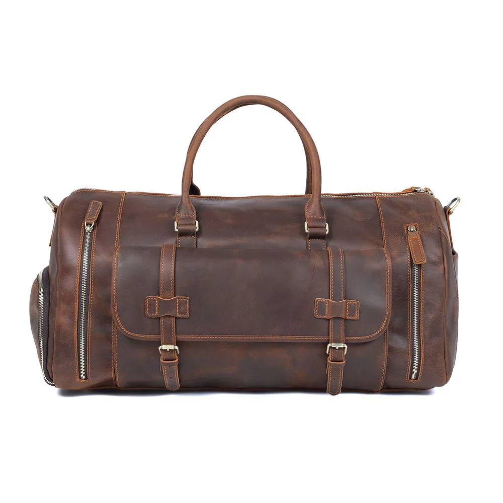 S.WORKER Luxuriöse Reisetasche aus Vollnarbigem Rindsleder im Vintage-Stil, Große Handgepäcktasche – Detail 7