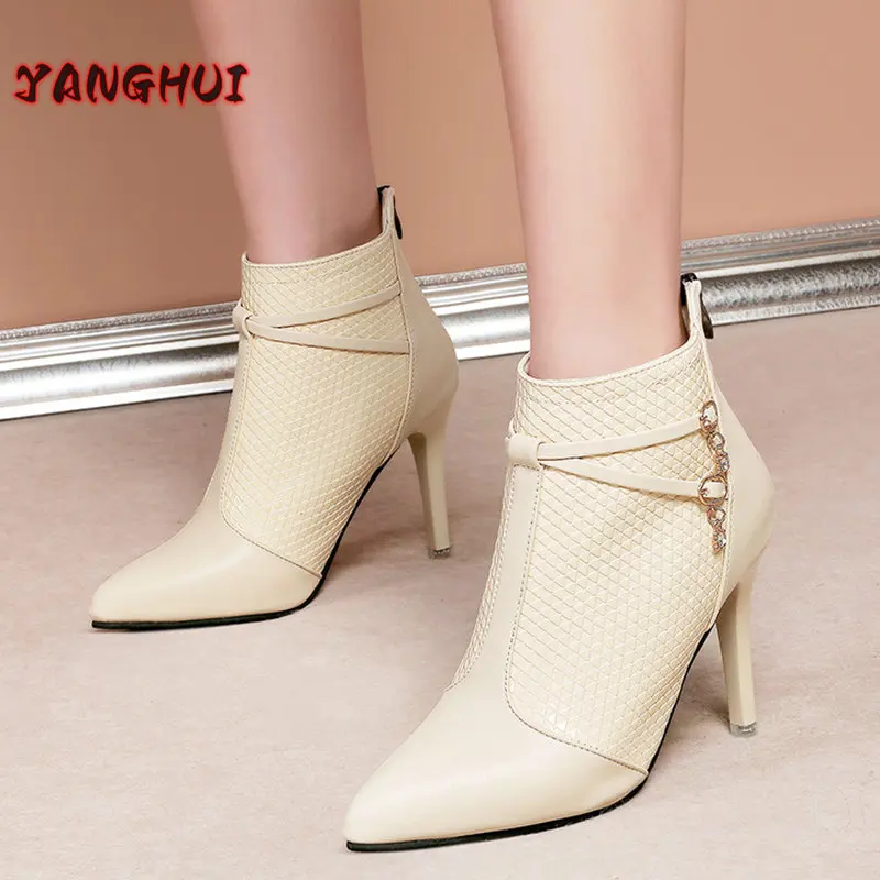 2022 Winter New Style Pointed Plush High Heels Women Sexy Short Boots Warm Versatile Oversize Shoes 34-42 Elegant Botines Mujer