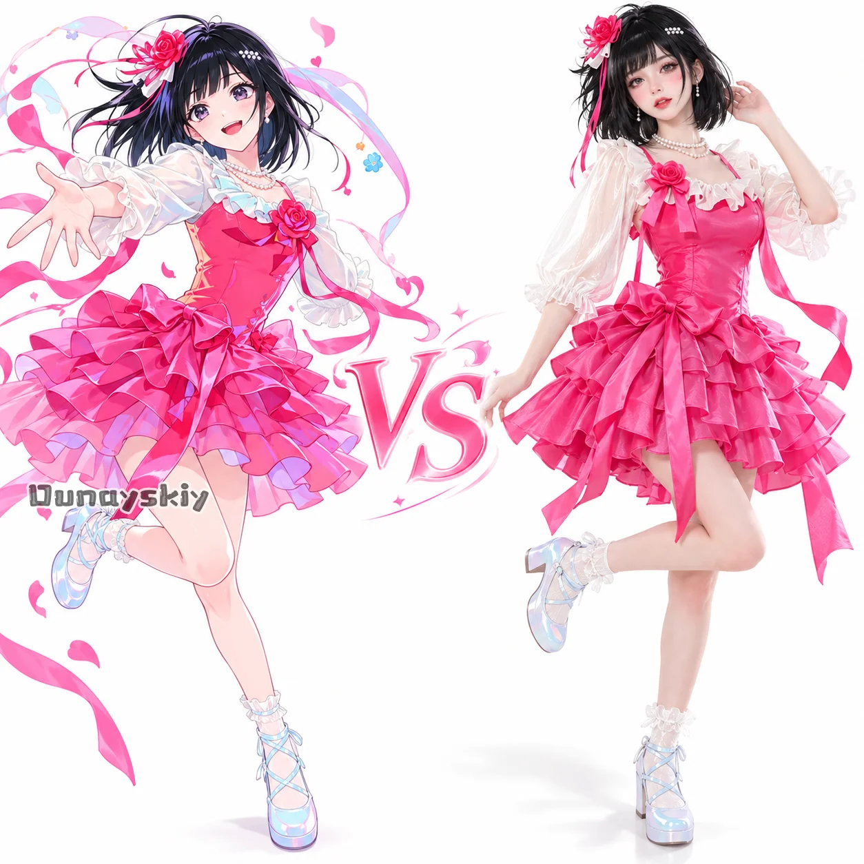 Link Click Qiao Ling Hour Escape Cosplay Costume Pink Lolita Women's Dress Cake Dress Halloween Game Anime Role Play Dress Up