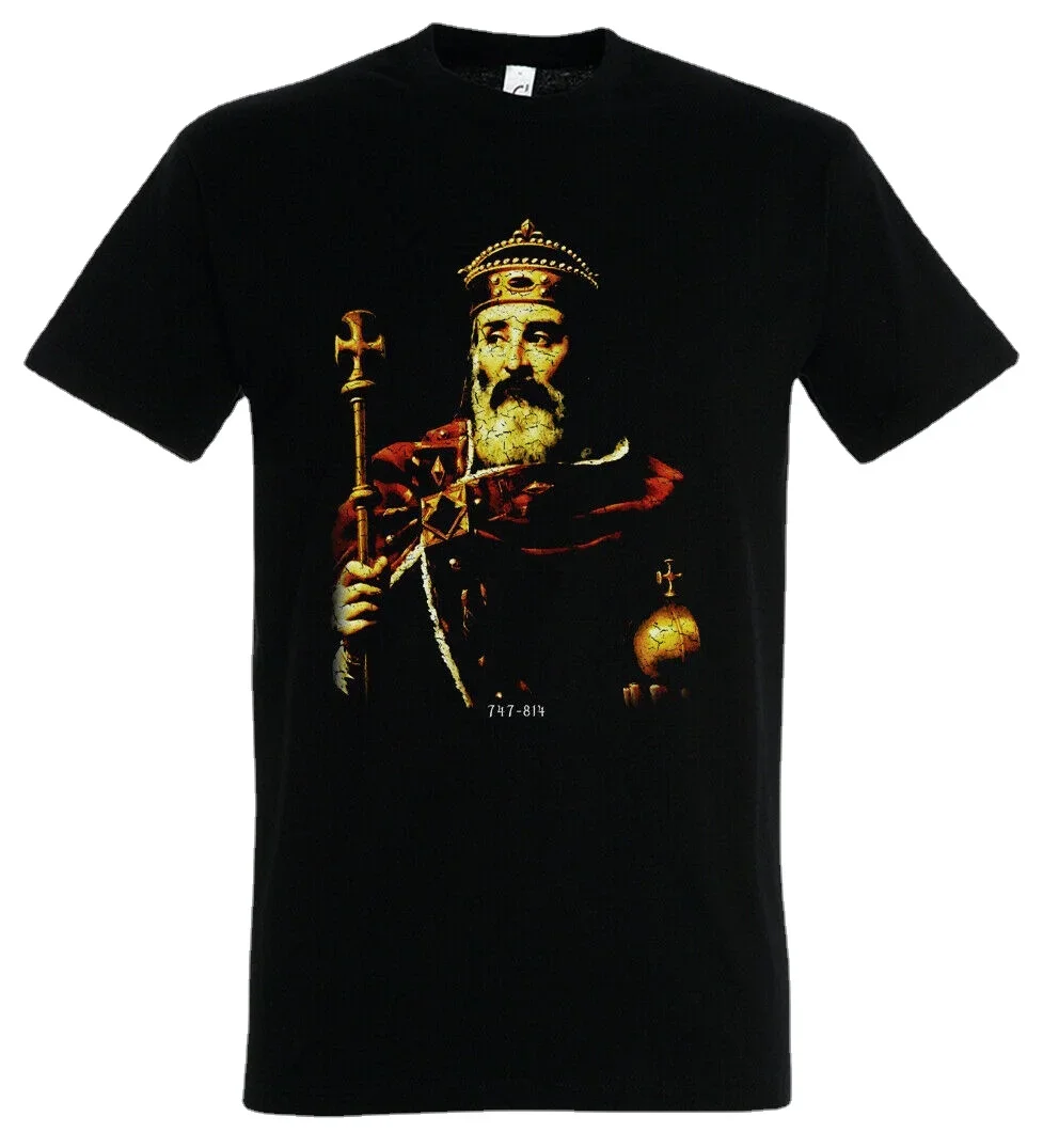 

Karl The Great. Carolus Magnus Emperor Charles I Portrait T-Shirt. Summer Cotton O-Neck Short Sleeve Mens T Shirt New S-3XL