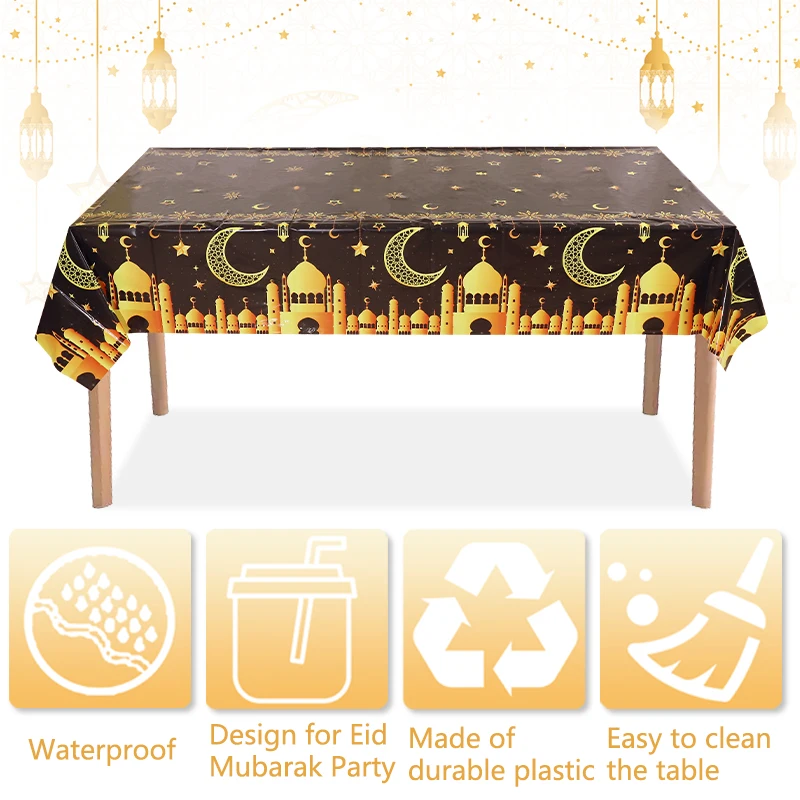 Ramadan Decoration Disposable Tablecloth EID Mubarak Table Decor For Home 2025 Islamic Muslim Party Supplies Eid Al Adha Gifts