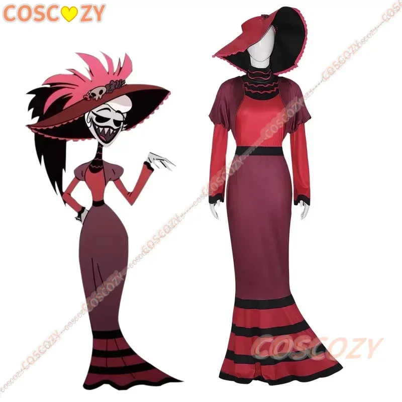 Rosie Cosplay Rode Jurk Hotel Overlord Kleding Anime Kostuum Pak Hoed Vrouwen Fancy Halloween Party Volwassen Outfit Rosie Cosplay