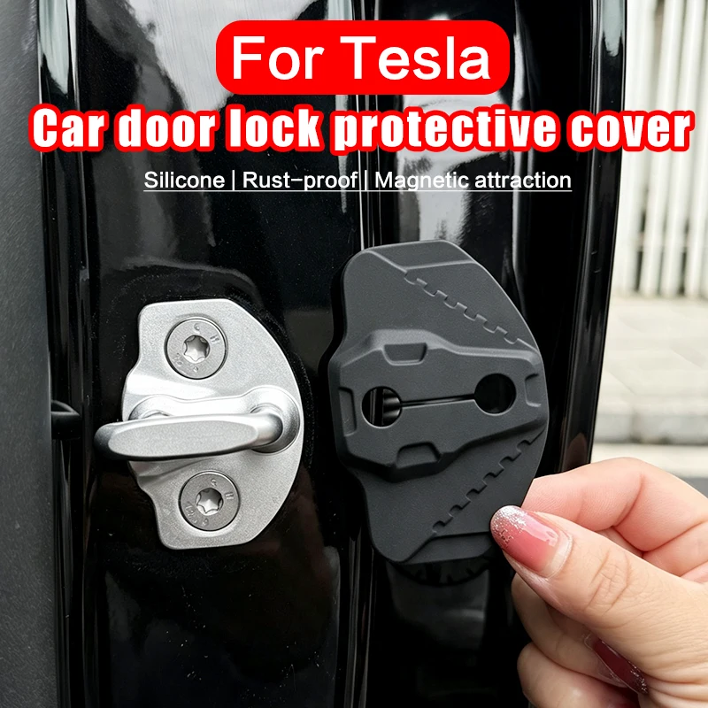4Pc Silicone Magnetic Door Lock Protective Cover For Tesla Model 3 Highland Model Y Juniper Model YL Model X Anti-rust Reduction