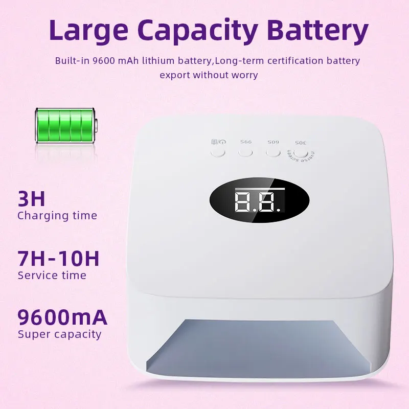 Oplaadbare UV LED-nagellampdroger met HD-display Slimme nageldrooglamp voor snel droog uitharding Alle gelnagellak-manicuregereedschappen