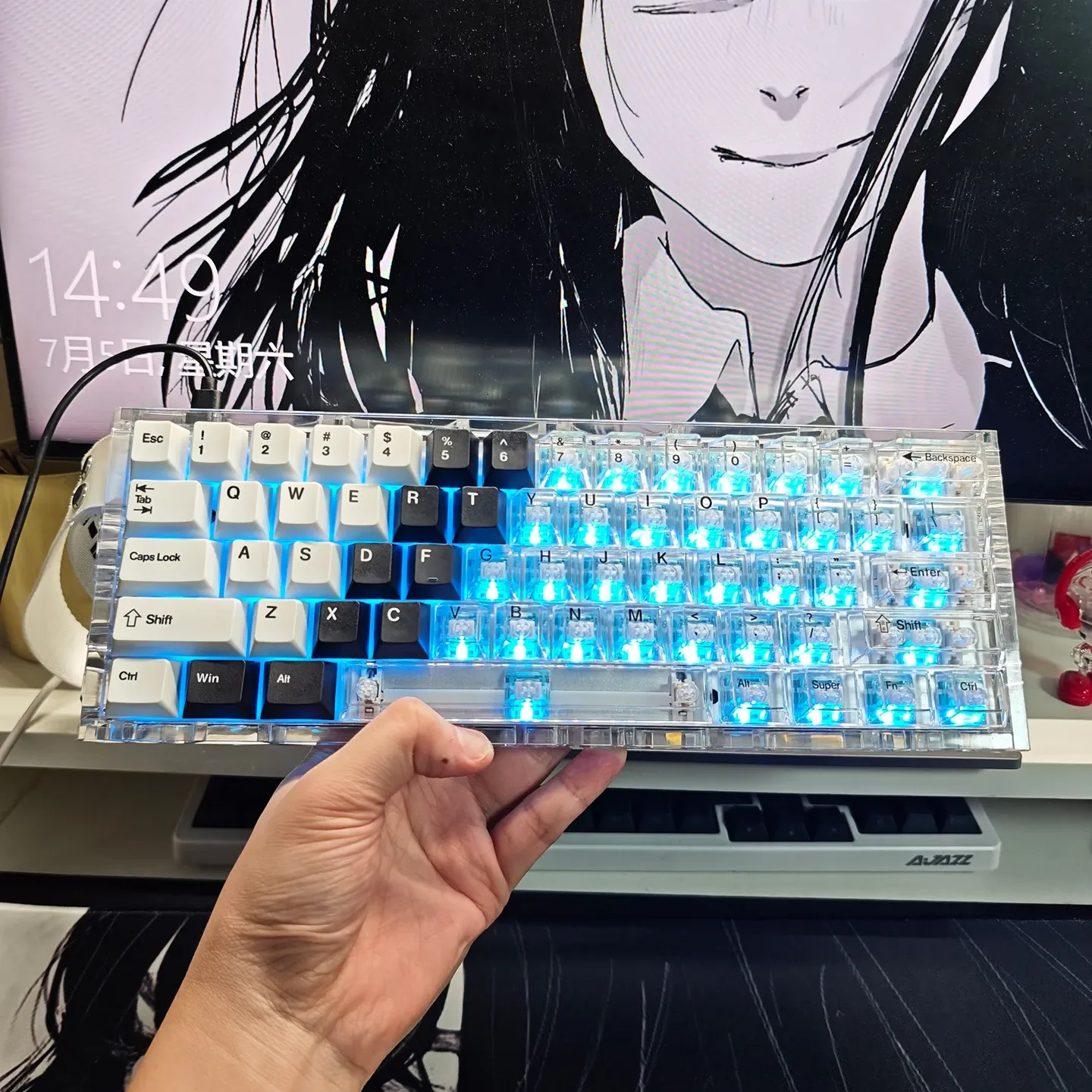 PBT PC Double Material Keycaps Original Height Full Replacement Set Fit EV63 EZ63 Magnetic Switch 63 Layout Mechanical Keyboard