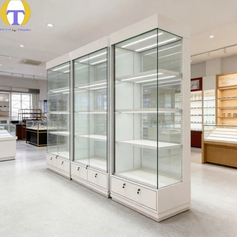 custom.Commercial Grade LED Jewelry & Smoke Shop Showcase Security Lock Glass Back Waterproof Heavy-Duty Eco-Friendly Retail