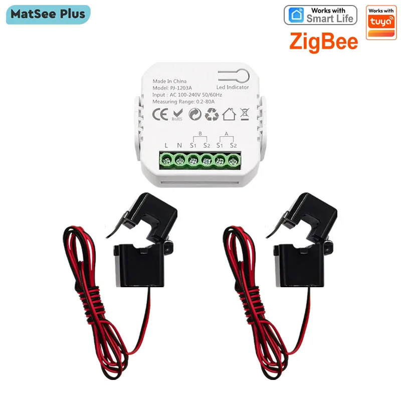 Smart Life ZigBee Energiemonitor, 1, 2 Kanäle, bidirektional mit Stromsensor, App-Monitor, Stromüberwachung, AC100-240V, funktioniert mit Tuya – Detail 2