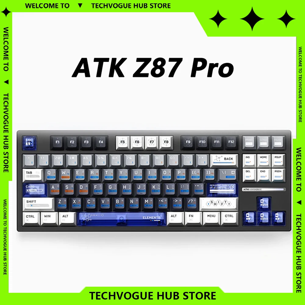 ATK Z87 Pro 87 Key Keyboard Semi Aluminum Alloy Tri-Mode Rgb Hybrid Light Hot Plug E-Sports Game Keyboard Customized Mechanical