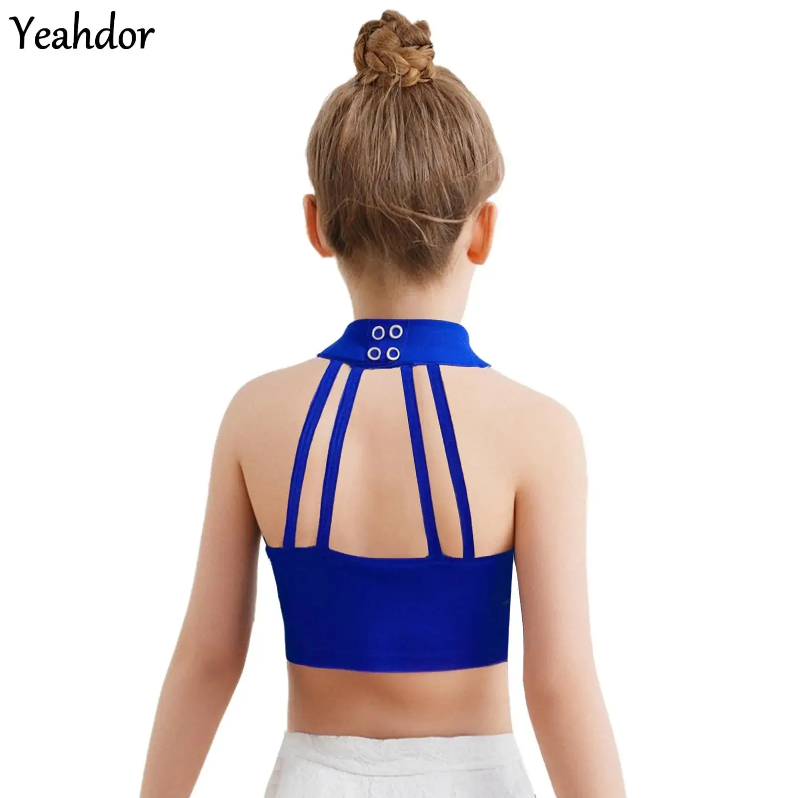 

Kids Girls Latin Dance Crop Top Salsa Rumba Samba Performance Competition Costume Sleeveless Strappy Back Tiered Tassels Vest