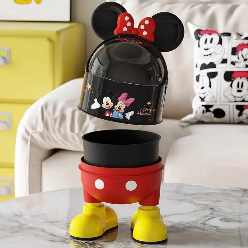 Disney-Serie Mickey Minnie neue süße und niedliche kreative Cartoon-Form Home Desktop Fashion Mülleimer mit großem Fassungsvermögen und Deckel