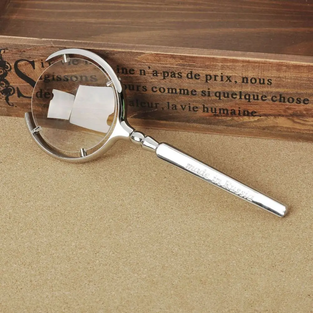 

Optical Elements 8X Magnifying Glass Metal Crafts Metal Handle Handheld Magnifier Reading Newspaper Classic Magnifier Elderly