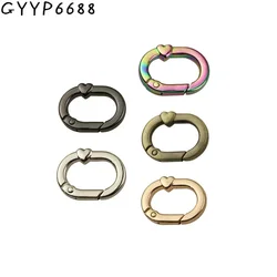 10-50-100PCS 20MM Metal Oval Ring With Heart-shaped Buckle For Bag Belt Strap Open Keychain Carabiner Connector Hook Accessories