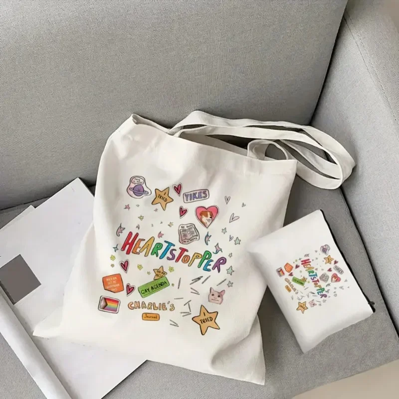 

Nick Ladies Handbag Cosmetic Bag Show Heartstopper Canvas Fashion Shoulder Bag Eco Large Capacity Shopping Bag Purse