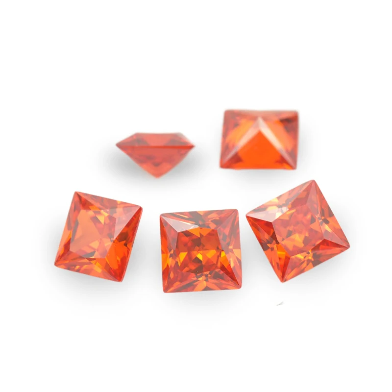 1.5x1.5~12x12mm square princess cut Orange AAAAA Loose cubic Zirconia synthetic stone cz jewelry