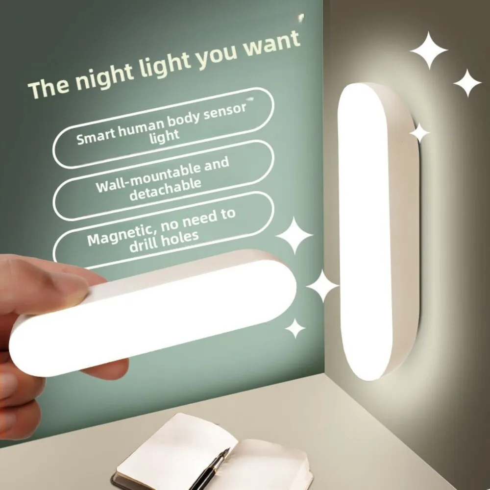 

Wireless Smart Motion Sensor LED Night Light for Bedroom Home Corridor Cabinet Bedside Use Rechargeable Sleep Lighting