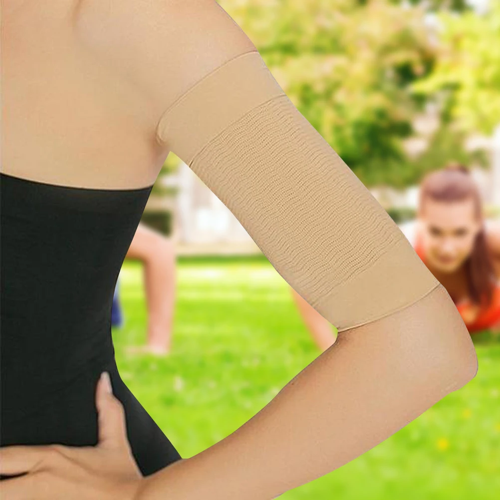 1 paio di maniche dimagranti elastiche senza cuciture per modellare il braccio brucia grassi per le donne, abbigliamento modellante fitness leggero e traspirante color kaki