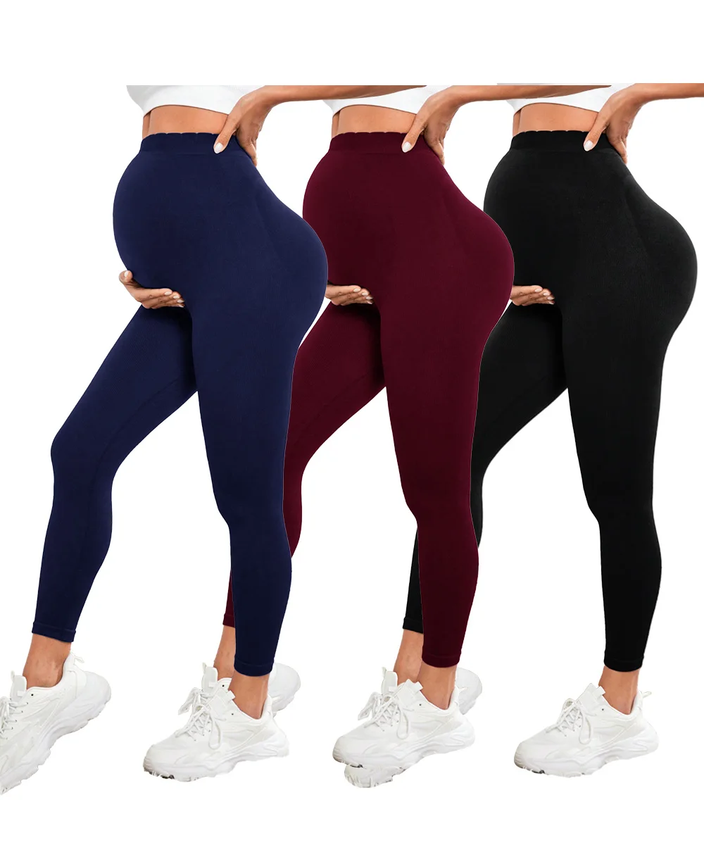 3pcs High Waist Maternity Leggings Skinny For Pregnant Women Belly Support Postpartum Leggins Body Shaper Fitness Trousers