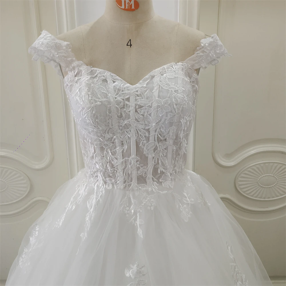 Personalizado zj9361 requintado fora do ombro vestidos de casamento querida applique vestidos de noiva a linha feito sob encomenda