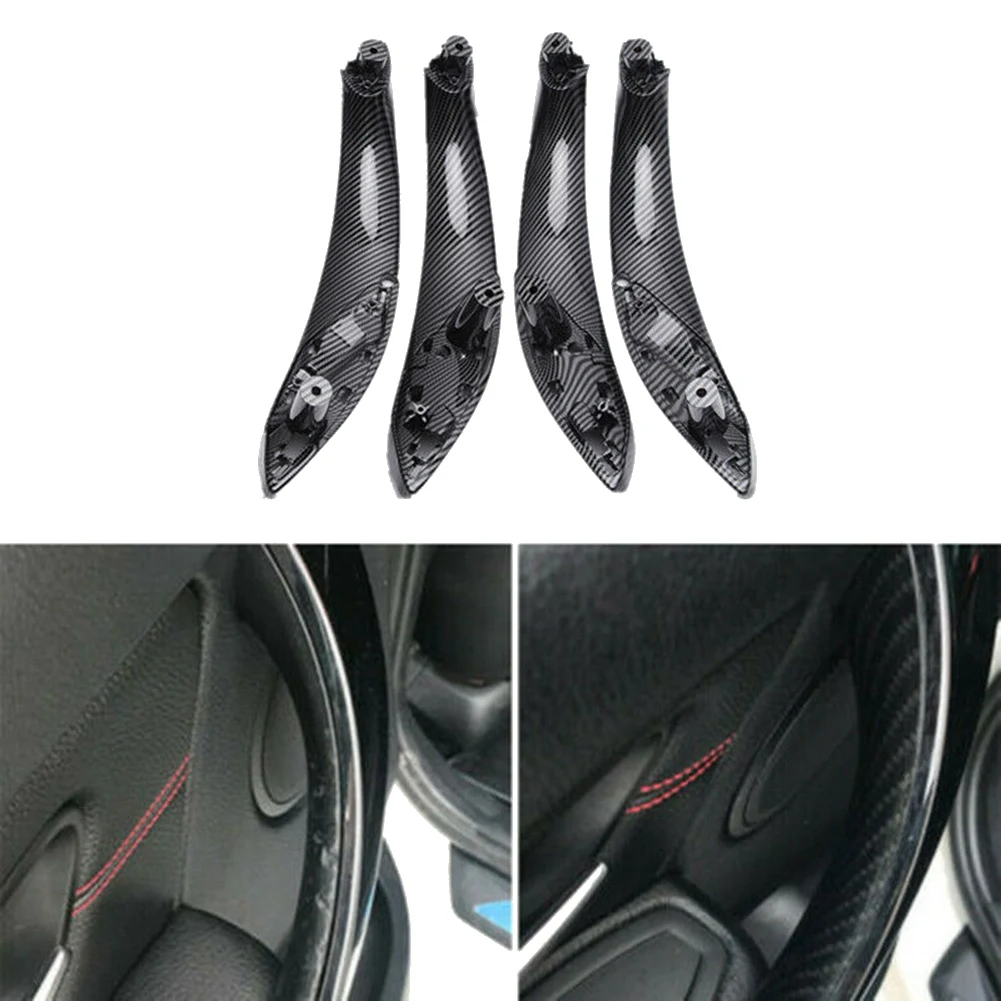 Four Doors Carbon Fiber Car Interior Inner Door Pull Handle Cover Kit for-BMW 3 4 Series F30/F31/F34 F32/F33/F36 2012-18