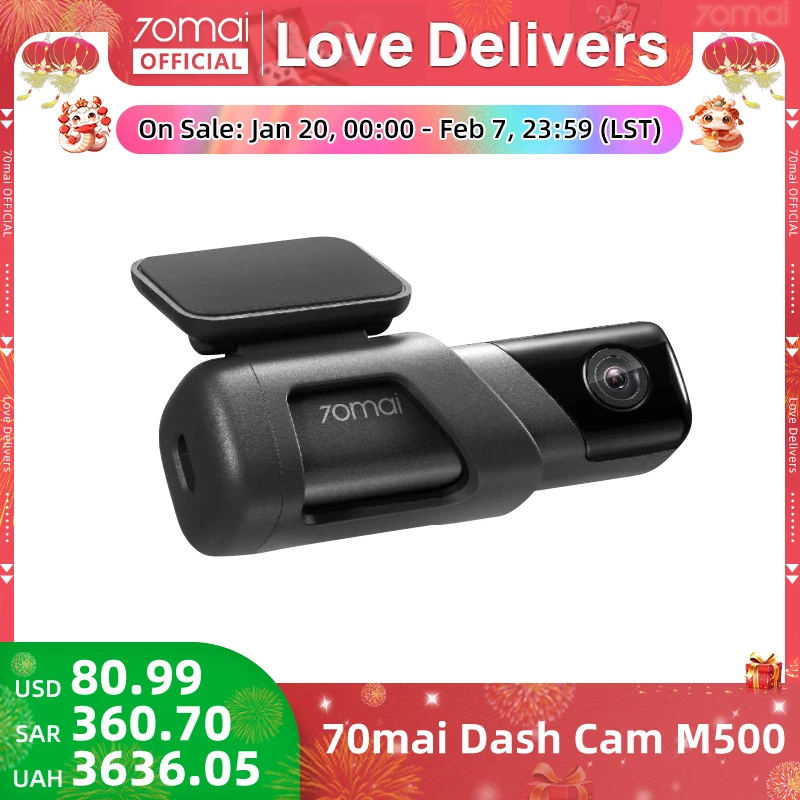 70mai Dash Cam M500 1944P HDR 170FOV eMMC Built-in Storage GPS ADAS 24H Parking Monitor 70mai M500 Car DVR Dash Camera Recorder