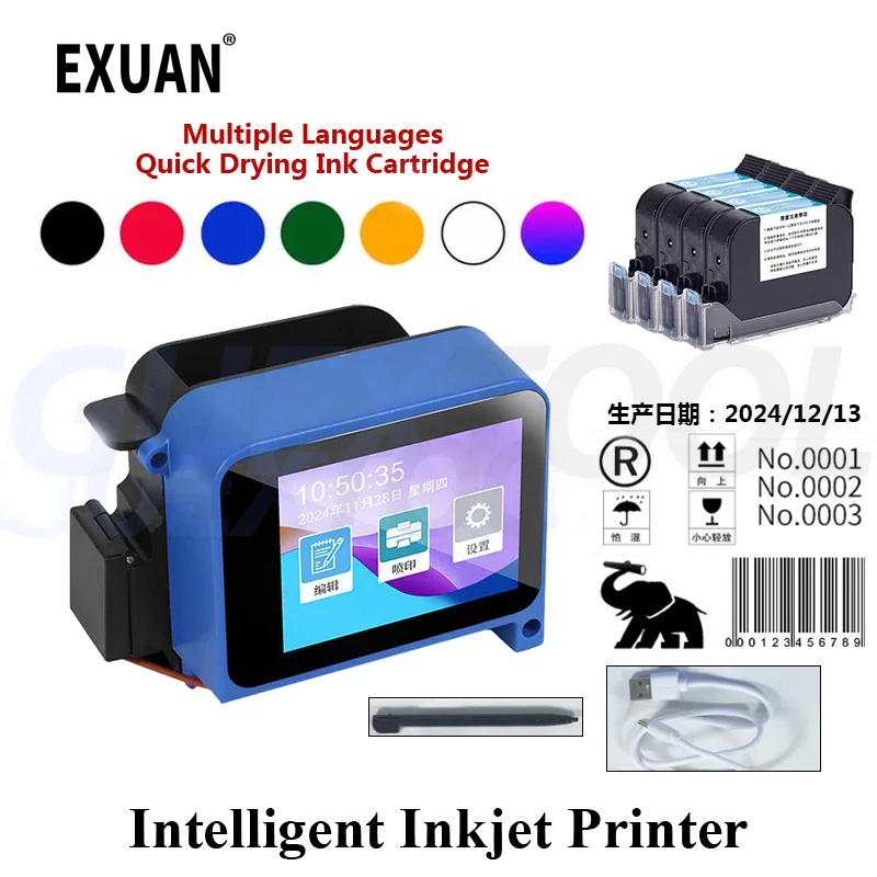 Mini Portable Handheld Label Inkjet Printer Production Date Batch Number Shelf Life Inkjet Printing QR Code Pattern Coder Solven