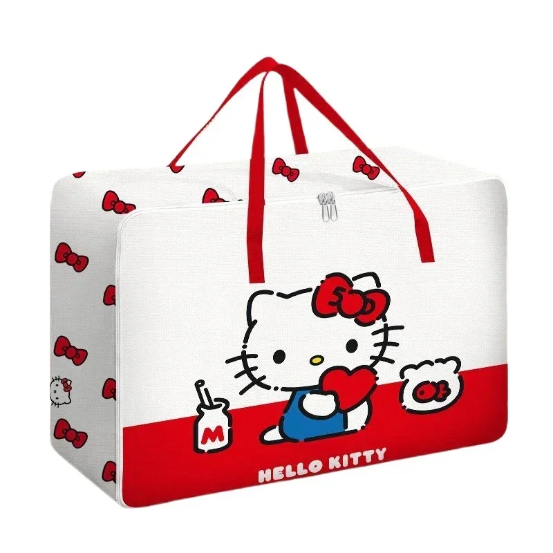  Hello Kitty Large Capacity Travel Bag Durable Duffle Bag Cartoon Printing for Clothes Quilts Storage Bag
