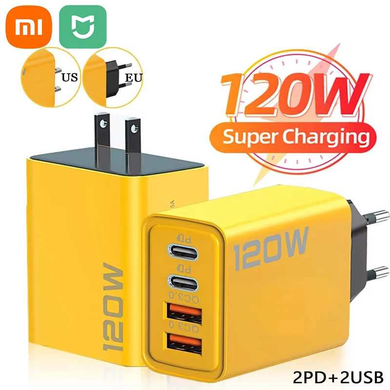 XIAOMI 120W Fast Charger TypeC 10A Cable Ultra Fast Charge 4Port USB C PD High Speed Charger Adapter For Xiaomi iPhone 16 Huawei